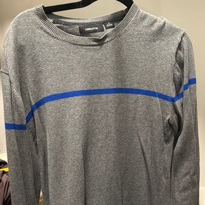 Claiborne Men's Gray and Blue Shirt
